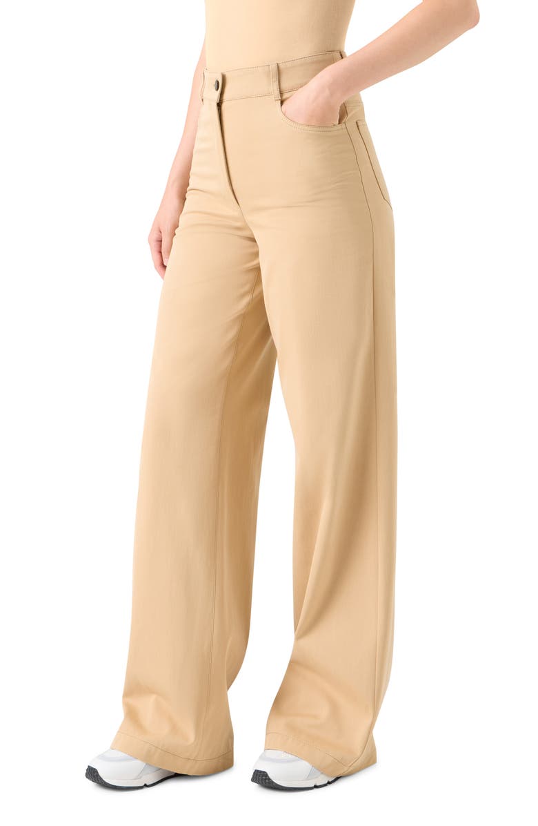 Akris punto Cooper High Waist Wide Leg Jeans, Alternate, color, Beige