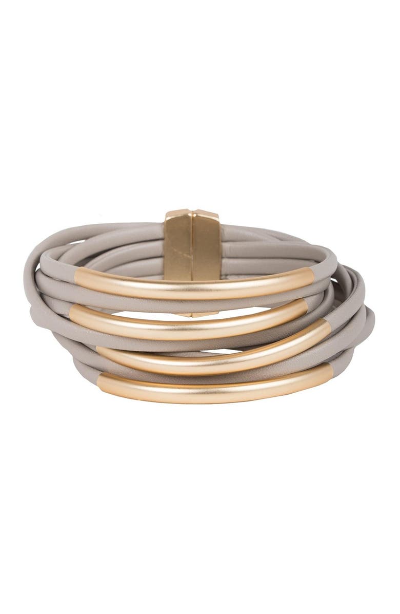 SAACHI On the Rail Bar Layered Bracelet, Main, color, Taupe