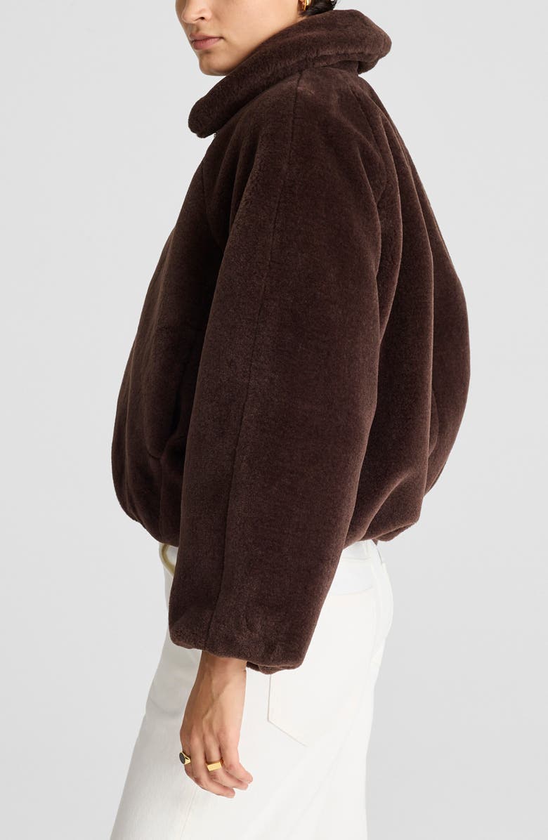 Madewell Bubble Faux Fur Bomber Jacket, Alternate, color, Dark Chocolate