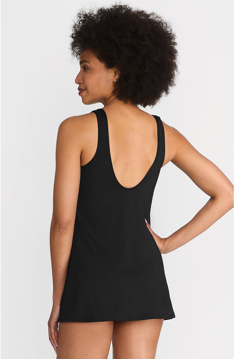 Lands' End D-Cup Scoop Neck Swim Dress Swimsuit, Alternate, color, Black