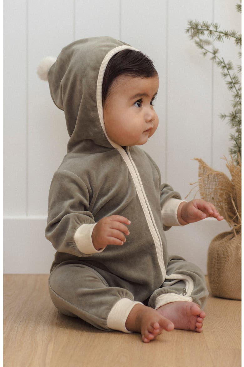 Kids' Velour Zip Jumpsuit, Alternate, color, SPRUCE