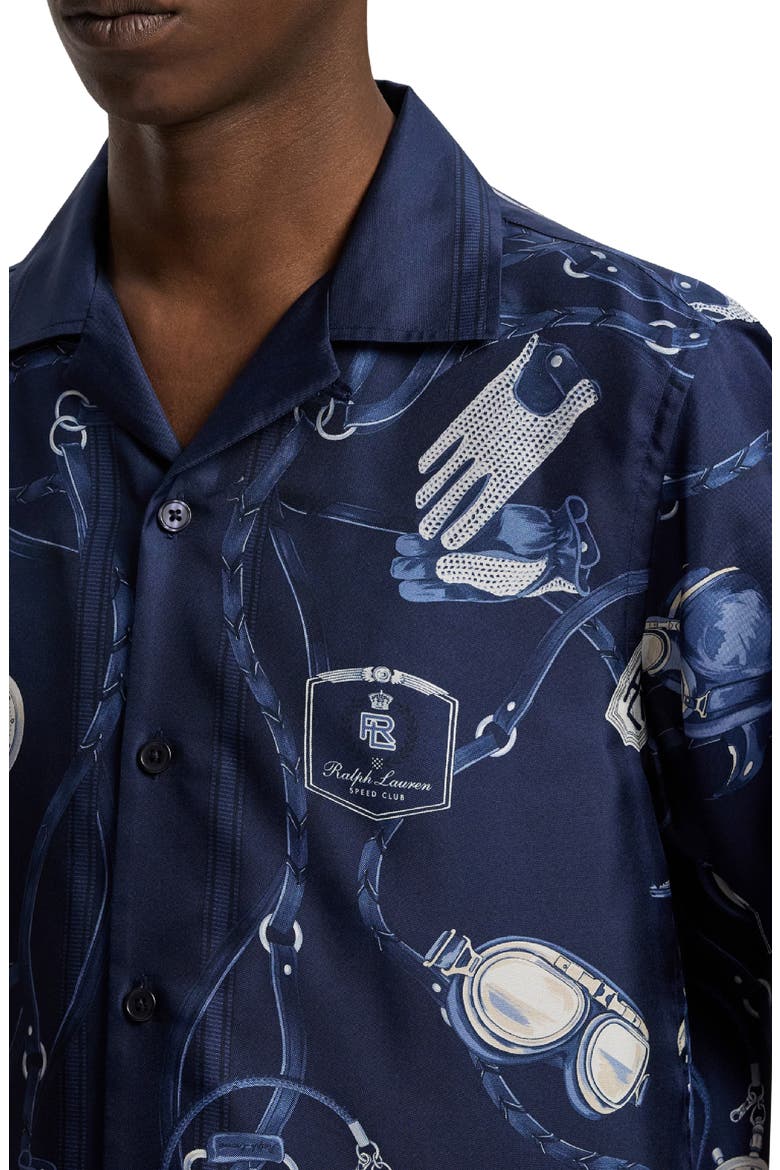 Automobile Print Silk Twill Camp Shirt, Alternate, color, RL SPEED CLUB RACING NAVY
