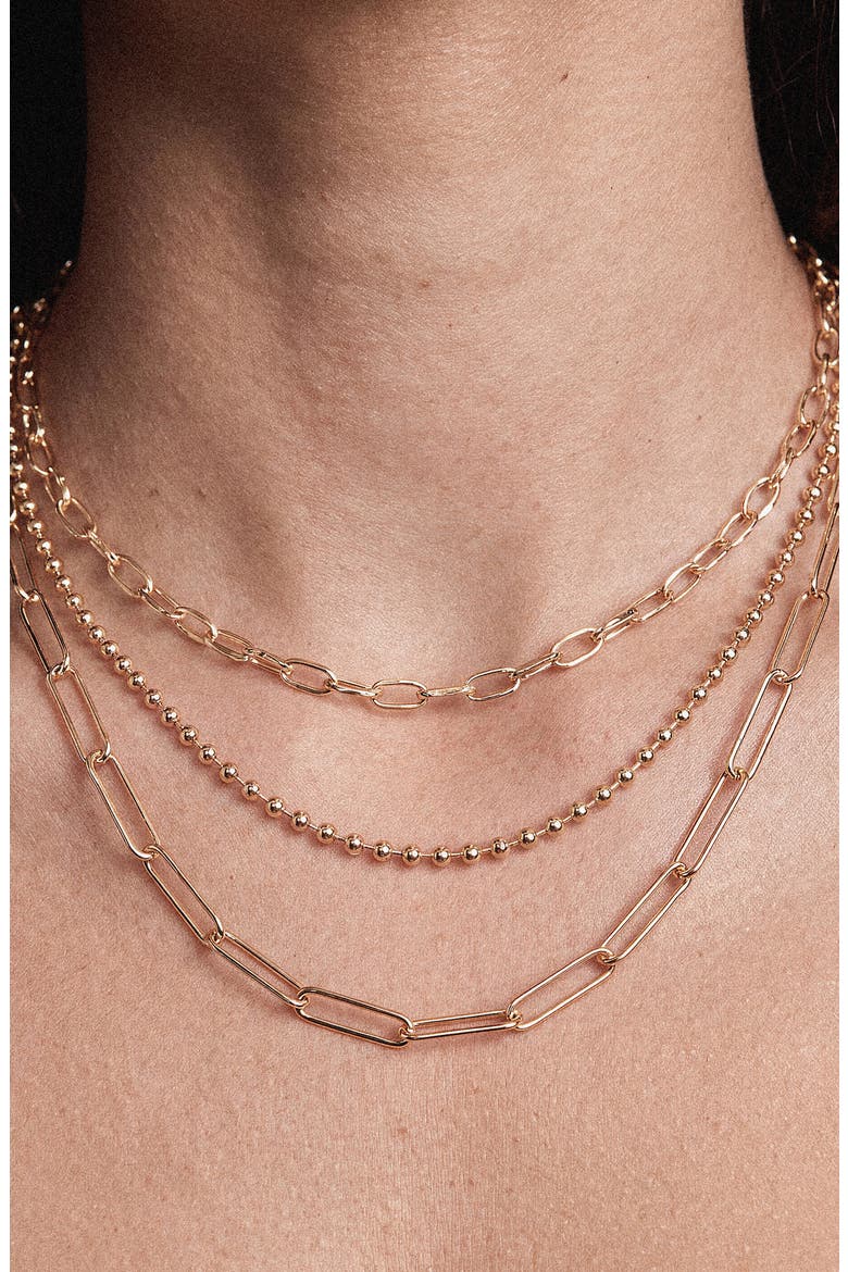 Mixed Chains Layered Necklace, Alternate, color, GOLD
