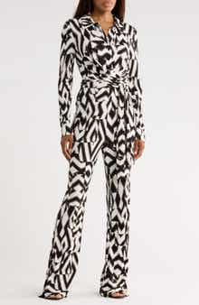 Diane von Furstenberg Michele Long Sleeve Wrap Jumpsuit