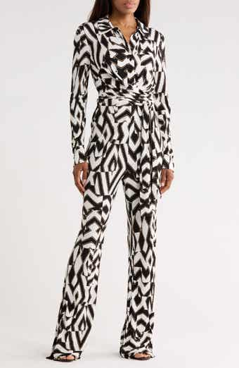 Diane von Furstenberg Michele Long Sleeve Wrap Jumpsuit