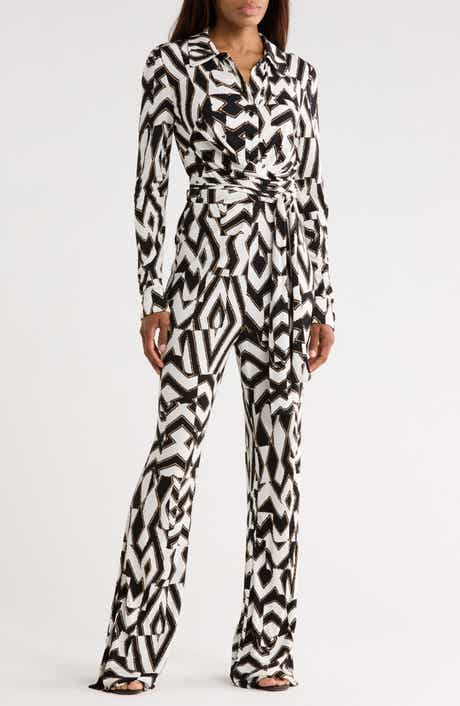 Diane von Furstenberg Michele Long Sleeve Wrap Jumpsuit