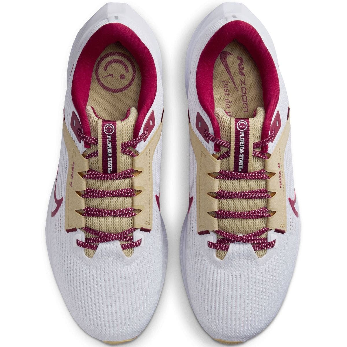 Nike Unisex Nike  White Florida State Seminoles Zoom Pegasus 40 Running Shoe, Alternate, color, 