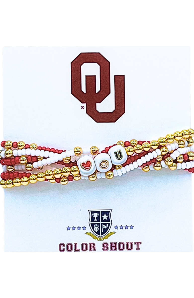 Color Shout Oklahoma Lucky 7 Bracelet Set, Main, color, Yellow Gold