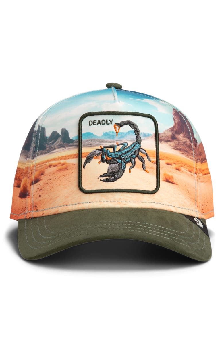 Goorin Bros. Scorpion in the Element Embroidered Patch Trucker Hat, Alternate, color, Palm