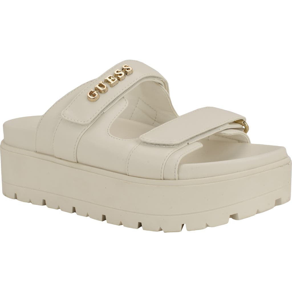 GUESS Faxon Platform Slide Sandal in Ivory 150 at Nordstrom, Size 6.5