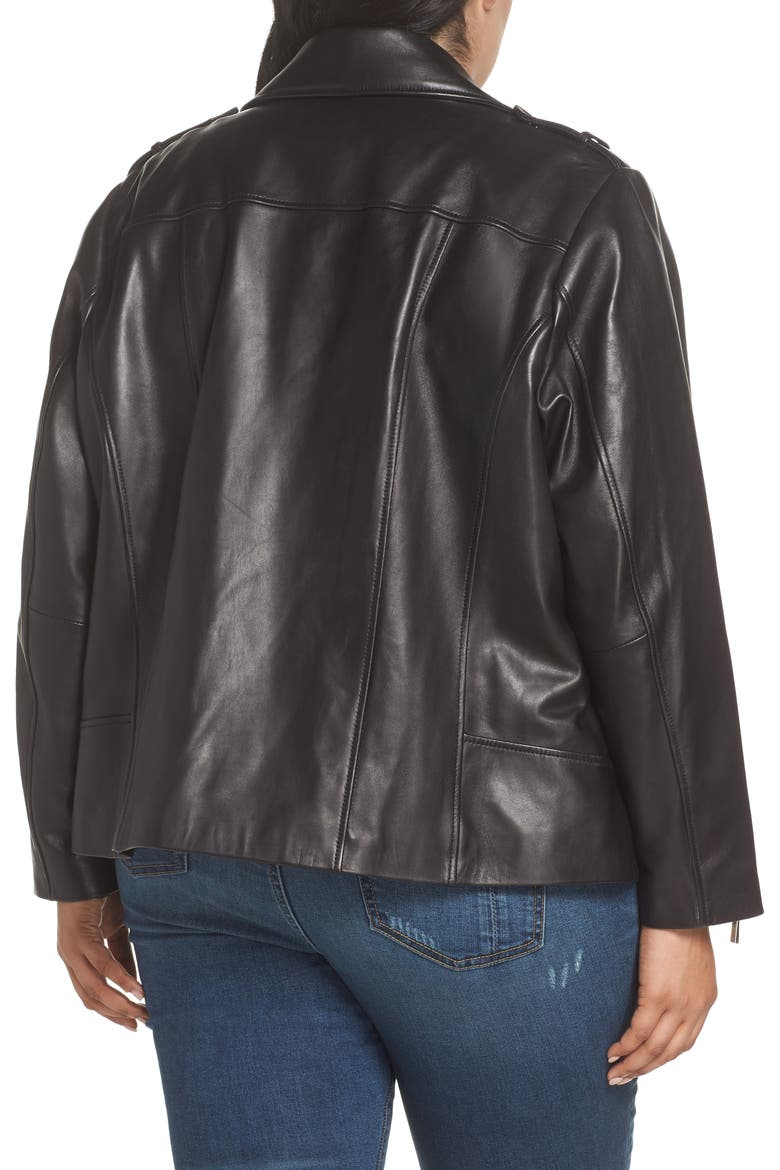 Classic Leather Moto Jacket, Alternate, color, BLACK