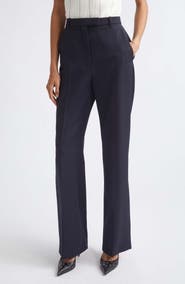 McQueen High Waist Wool Straight Leg Pants