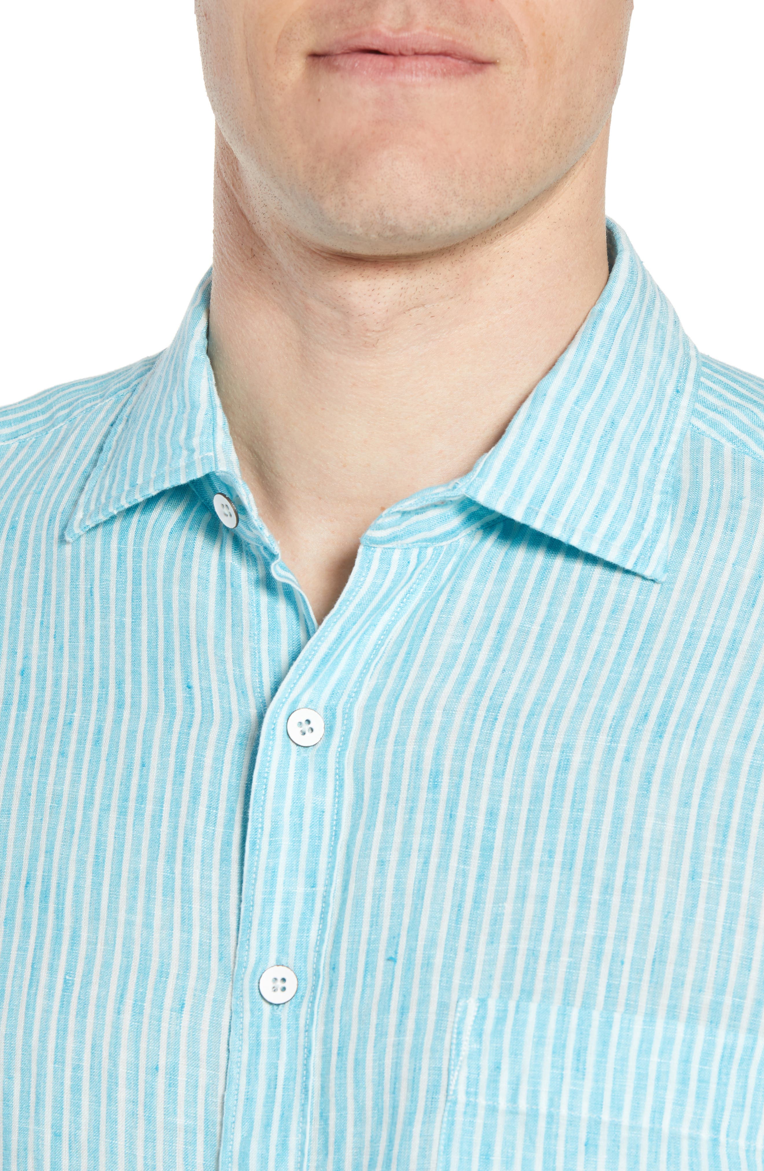 Rodd & Gunn Warwick Junction Stripe Linen Sport Shirt (Men) | Nordstromrack
