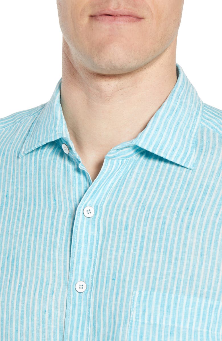 Rodd & Gunn Warwick Junction Stripe Linen Sport Shirt, Alternate, color, 