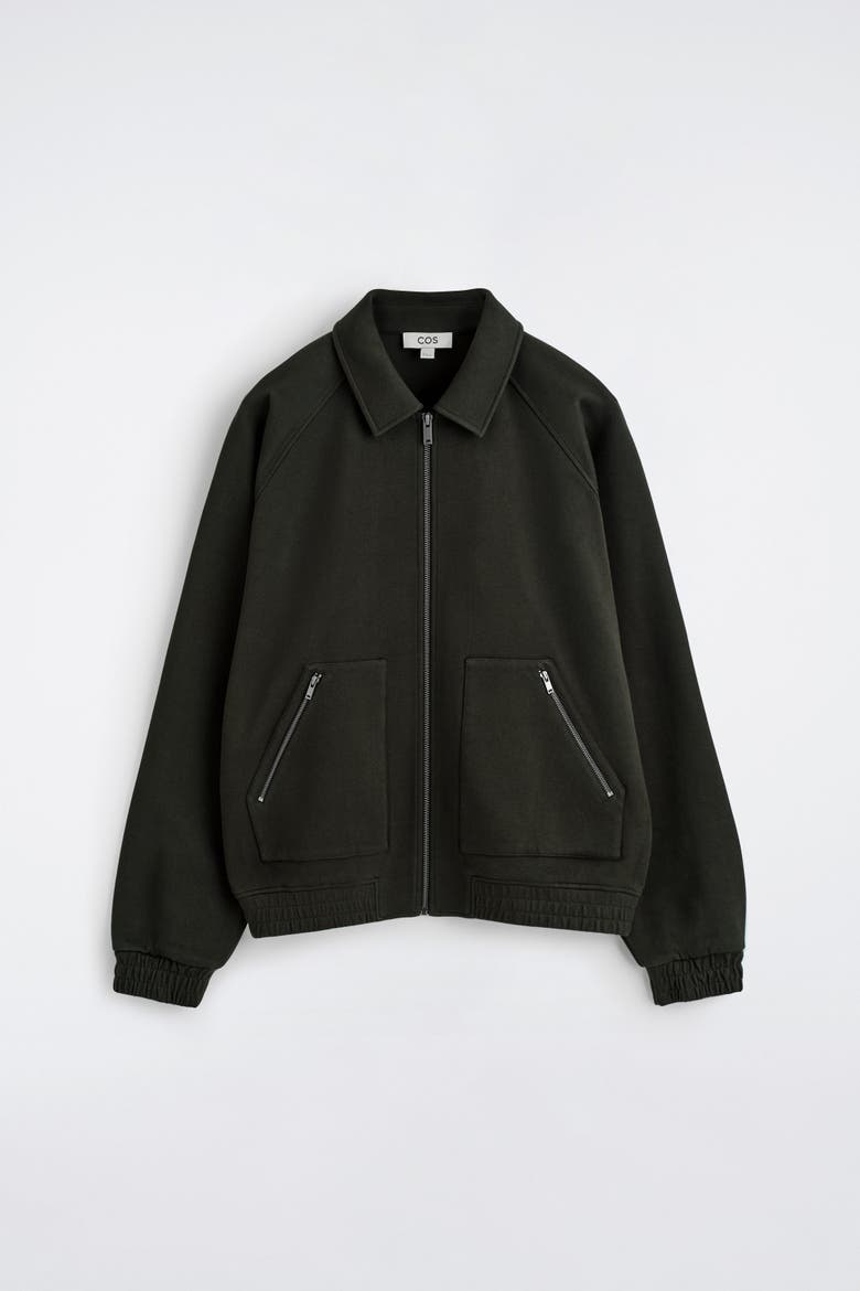 Cotton-Jersey Bomber Jacket, Alternate, color, DARK GREEN