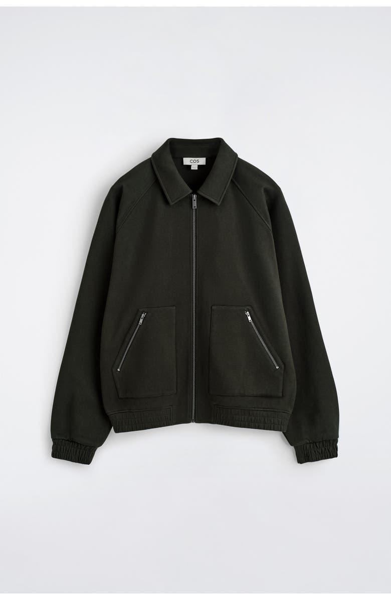 COS Cotton-Jersey Bomber Jacket, Alternate, color, Dark Green