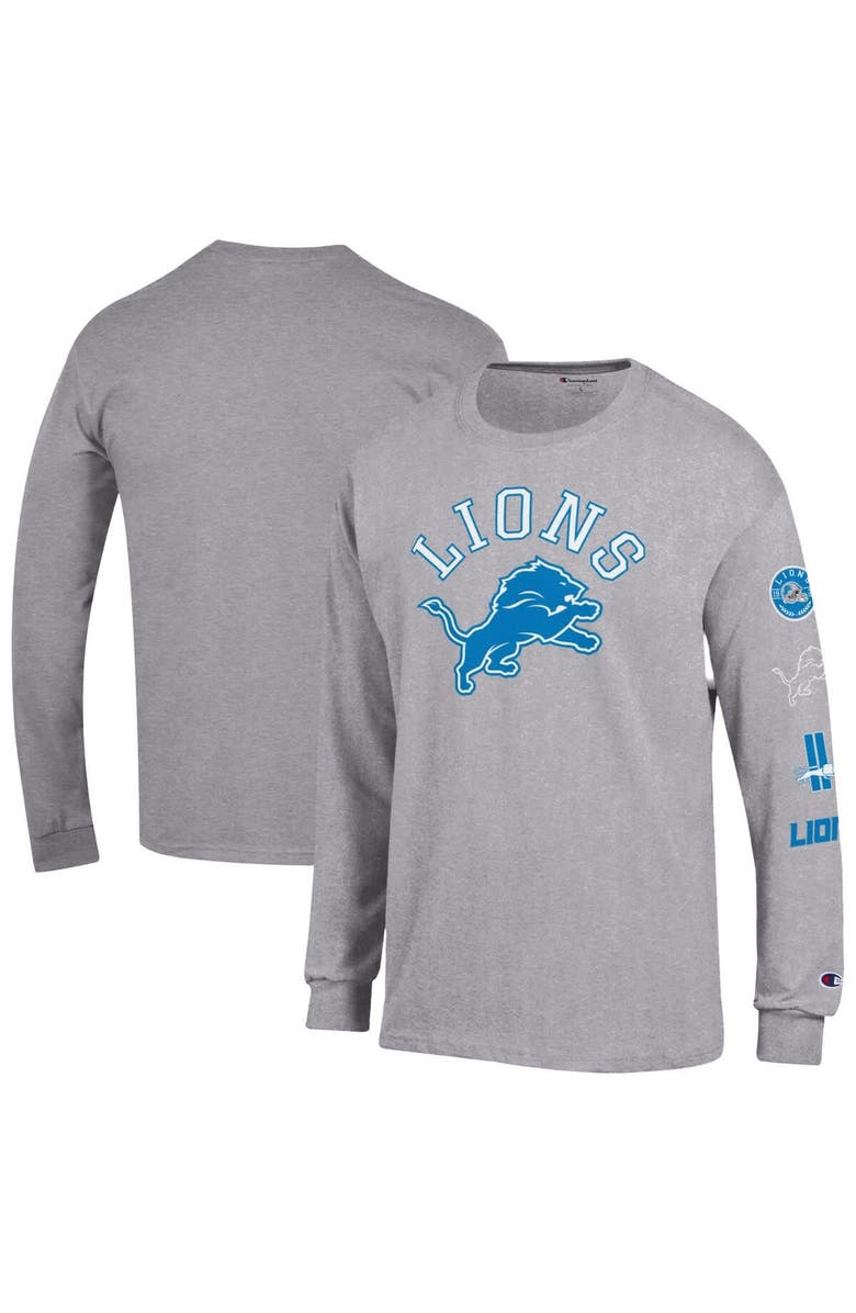 Champion Men's Champion Heather Gray Detroit Lions Seal Long Sleeve T-Shirt, Main, color, Heather Gray