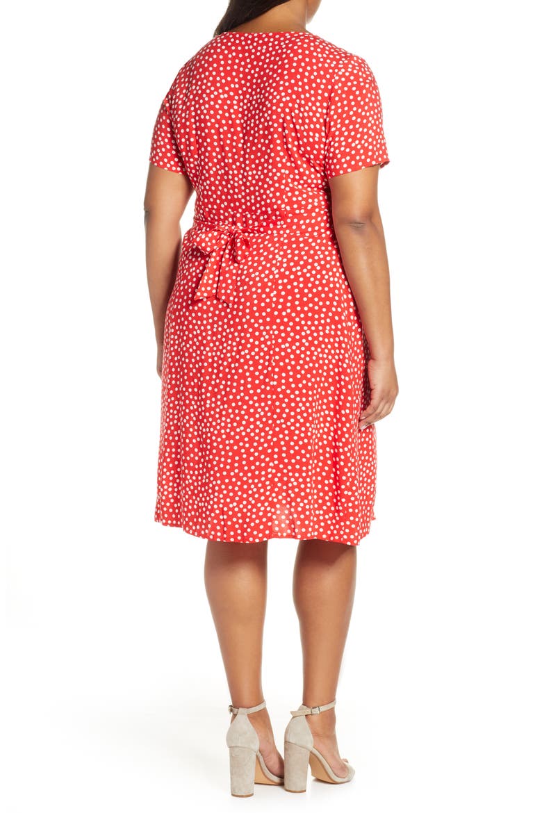 Adeline Polka Dot Empire Waist Dress, Alternate, color, RED/ MILK