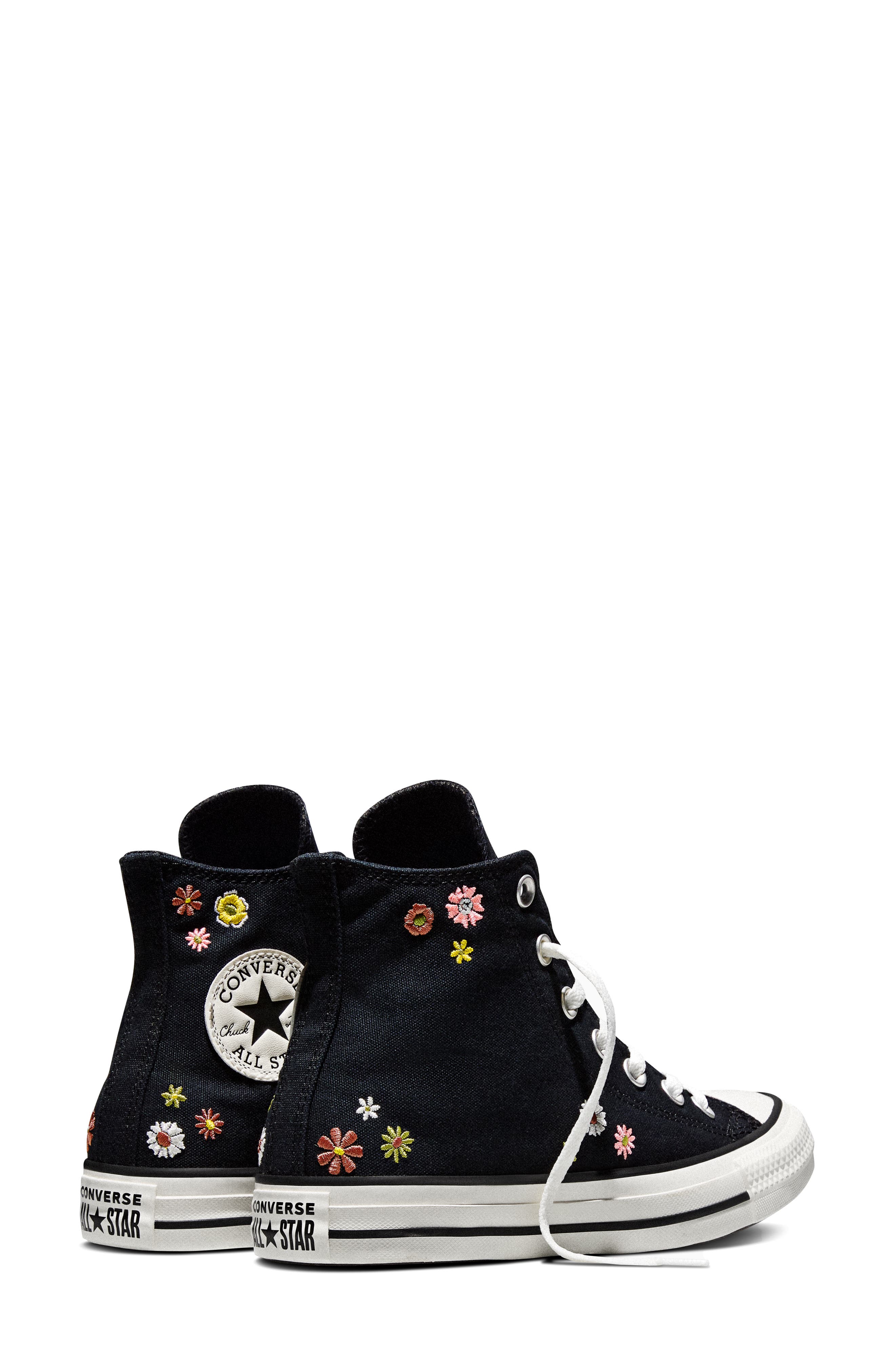 Converse Gender Inclusive Chuck Taylor All Star Floral Embroidered Canvas High Top Sneaker, Alternate, color, Black/ Bright Outlook