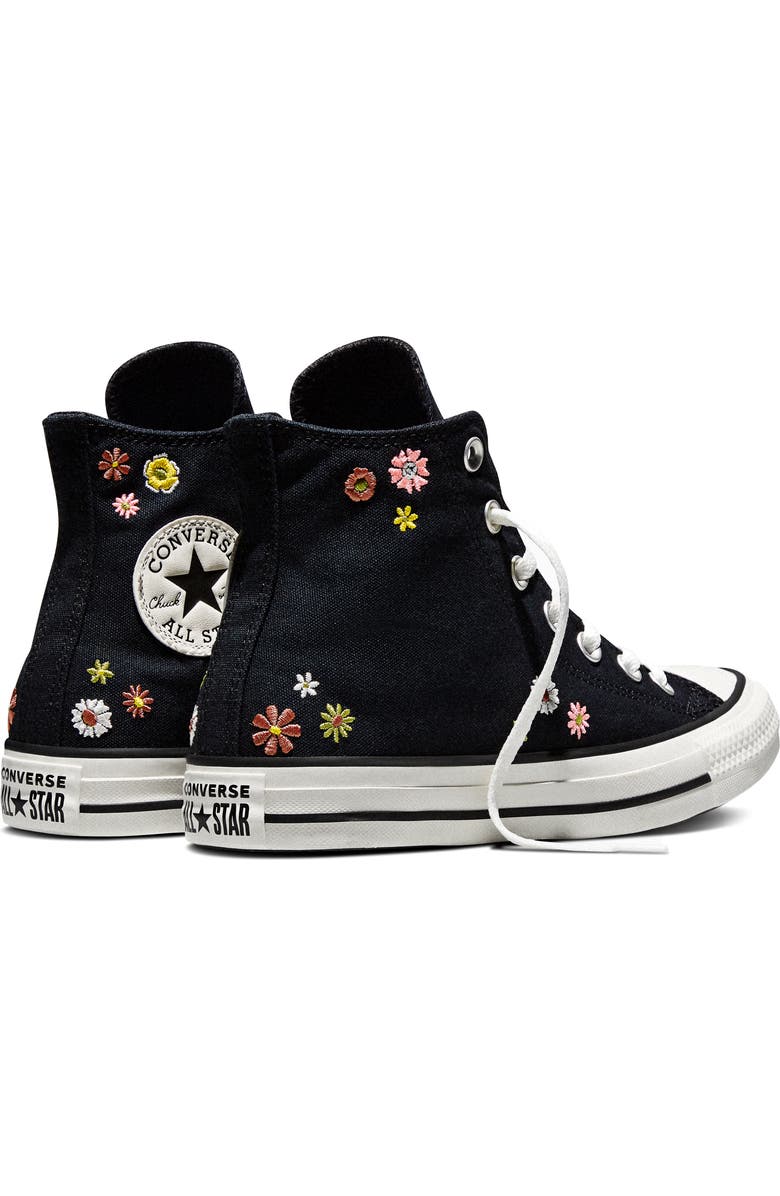 Converse Gender Inclusive Chuck Taylor All Star Floral Embroidered Canvas High Top Sneaker, Alternate, color, Black/ Bright Outlook