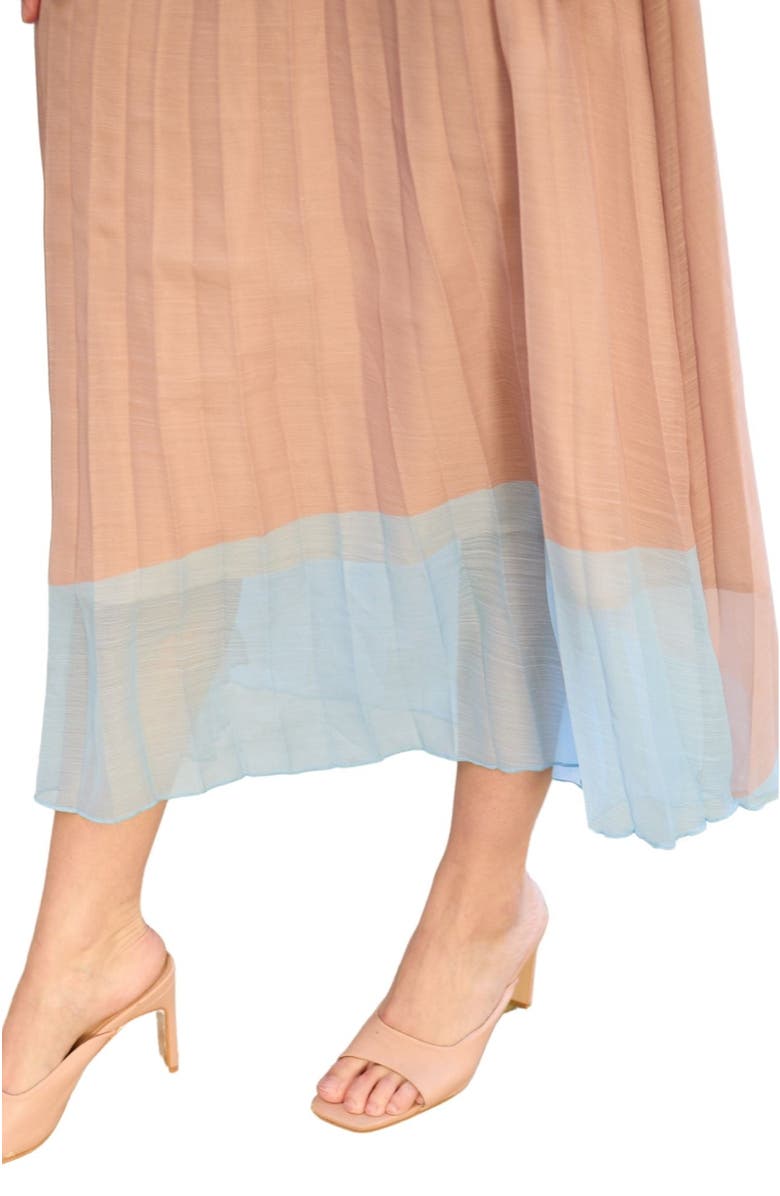 LILY AND LIONEL Ladbarn Colour Block Pleated Maxi Skirt, Alternate, color, Orange