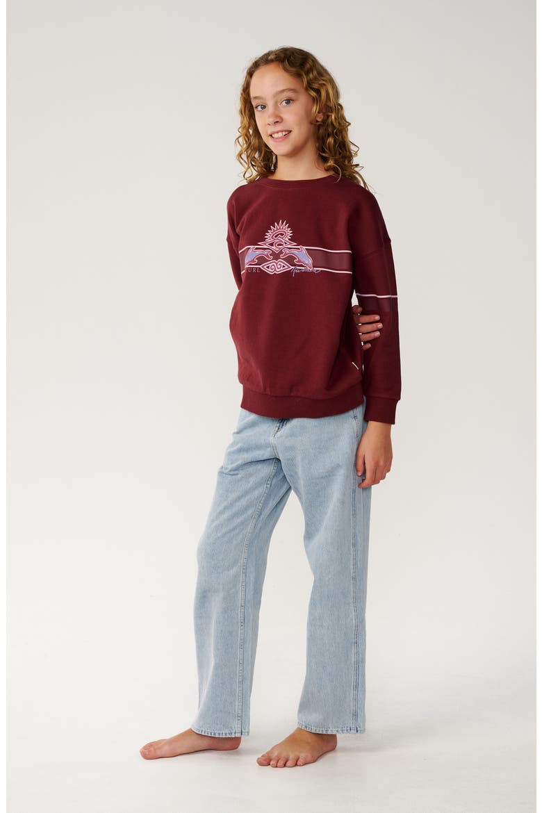 Kids' Dolphin Archive Crewneck Sweatshirt, Alternate, color, DARK PLUM