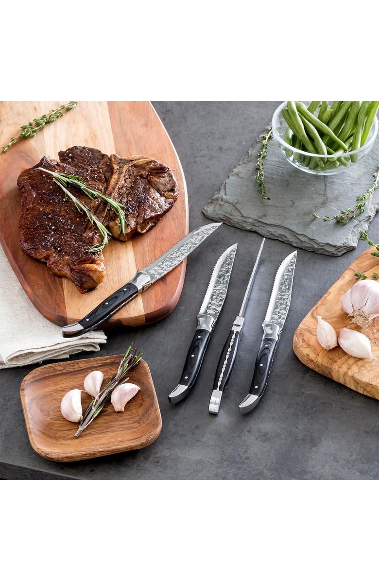 FRENCH HOME Laguiole Connoisseur Wood Handle BBQ Steak Knives, Set of 4 - Black, Alternate, color, Black