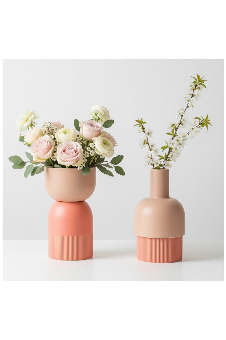 Medium Flip Ceramic Vase, Alternate, color, PINK/ CORAL