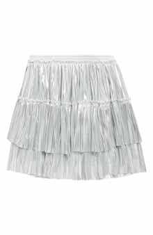 Kids' Tiered Pleated Metallic Miniskirt