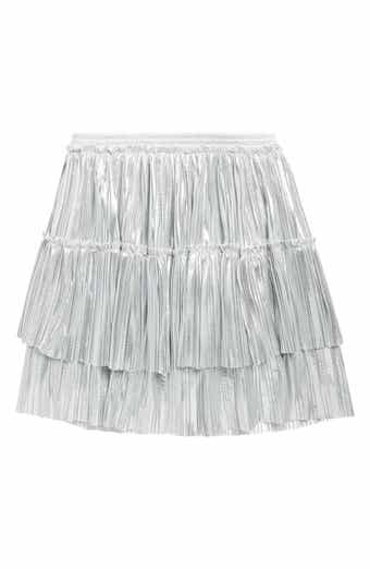 Kids' Tiered Pleated Metallic Miniskirt