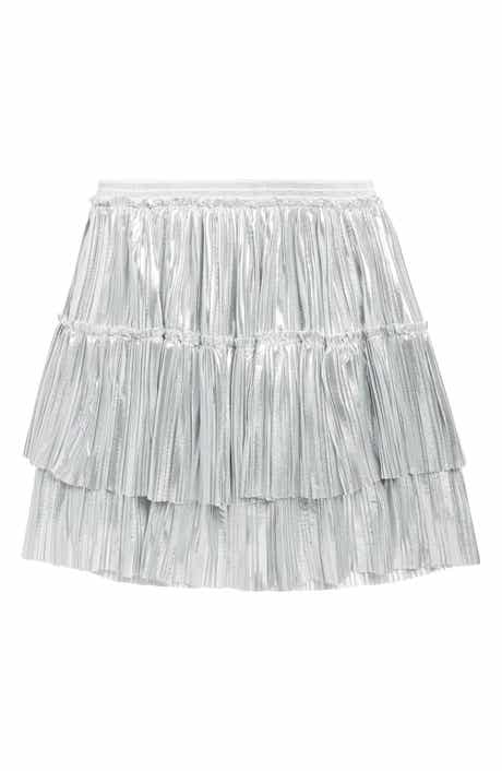 Kids' Tiered Pleated Metallic Miniskirt