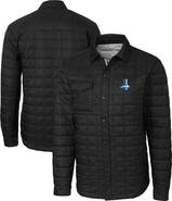 Cutter & Buck Men's Cutter & Buck Black Detroit Lions Throwback Logo Rainier PrimaLoft Eco Insulated Quilted Button-Up Shacket