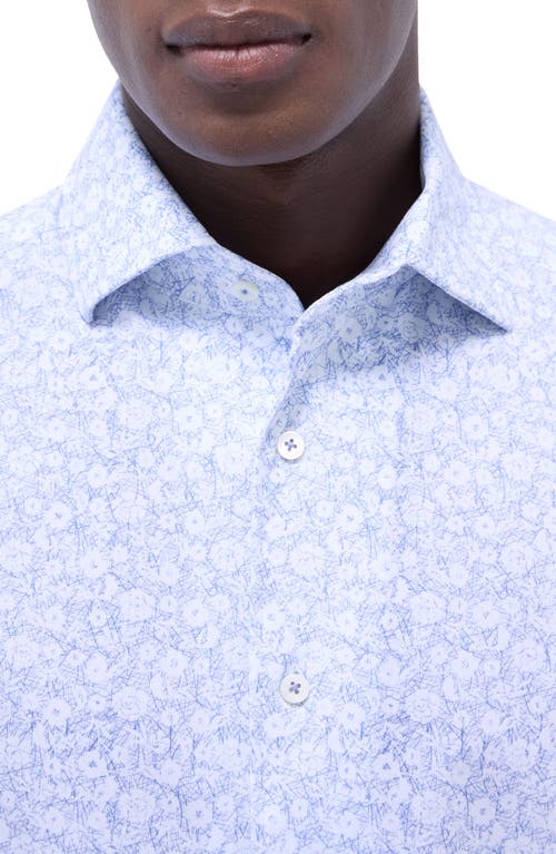 Bugatchi Devon Ooohcotton® Floral Button-up Shirt In Blue