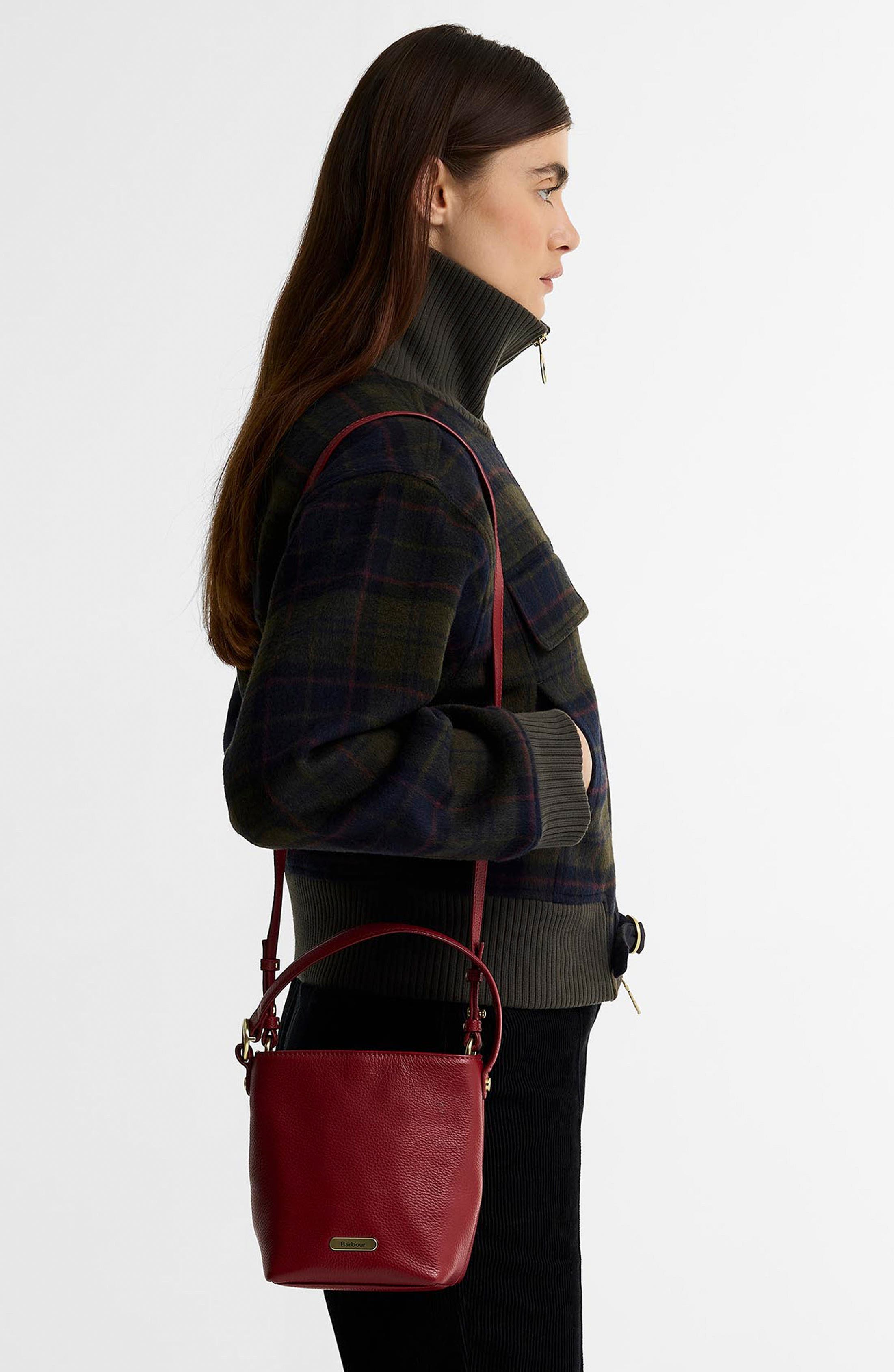 Cedar Mini Leather Bucket Bag, Alternate, color, RED
