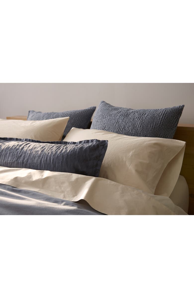 Coyuchi Crinkled Organic Cotton Percale Duvet Cover, Alternate, color, Steel Blue