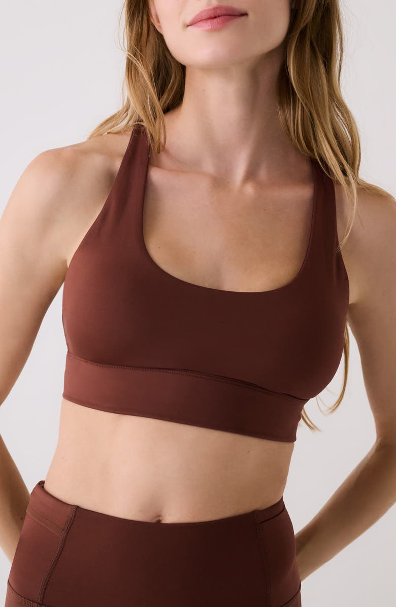 Lole Action Strappy Sports Bra, Main, color, Sienna
