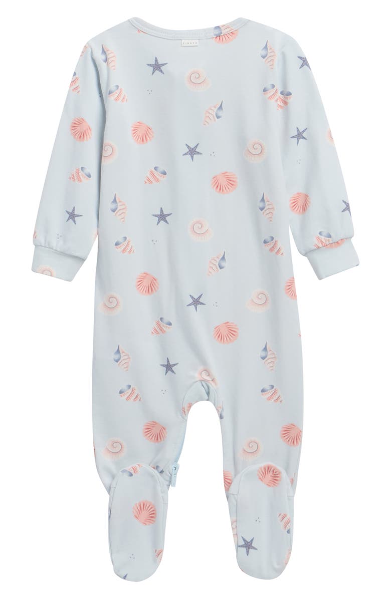 Petit Lem Shell Print Footie, Alternate, color, Light Blue