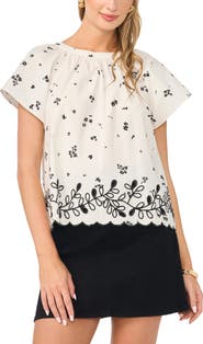 Vince Camuto Print Flutter Sleeve Top