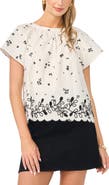 Vince Camuto Print Flutter Sleeve Top