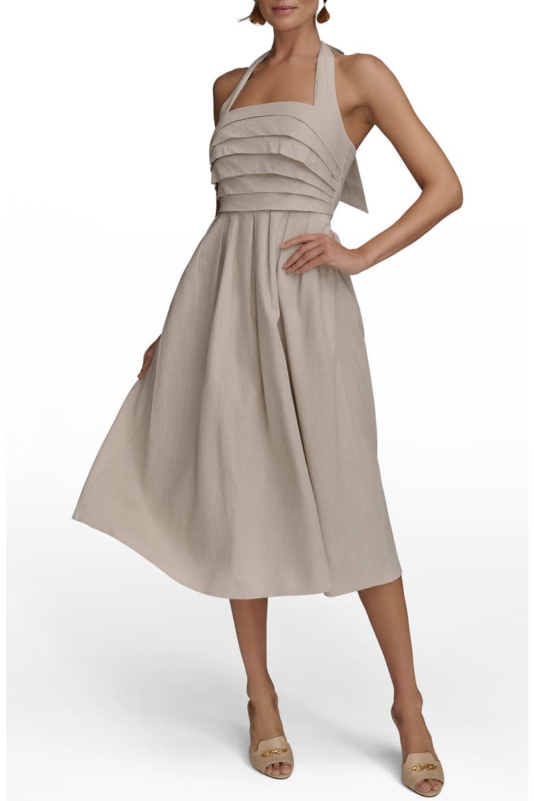 Pleated Halter Sundress, Alternate, color, NATURAL