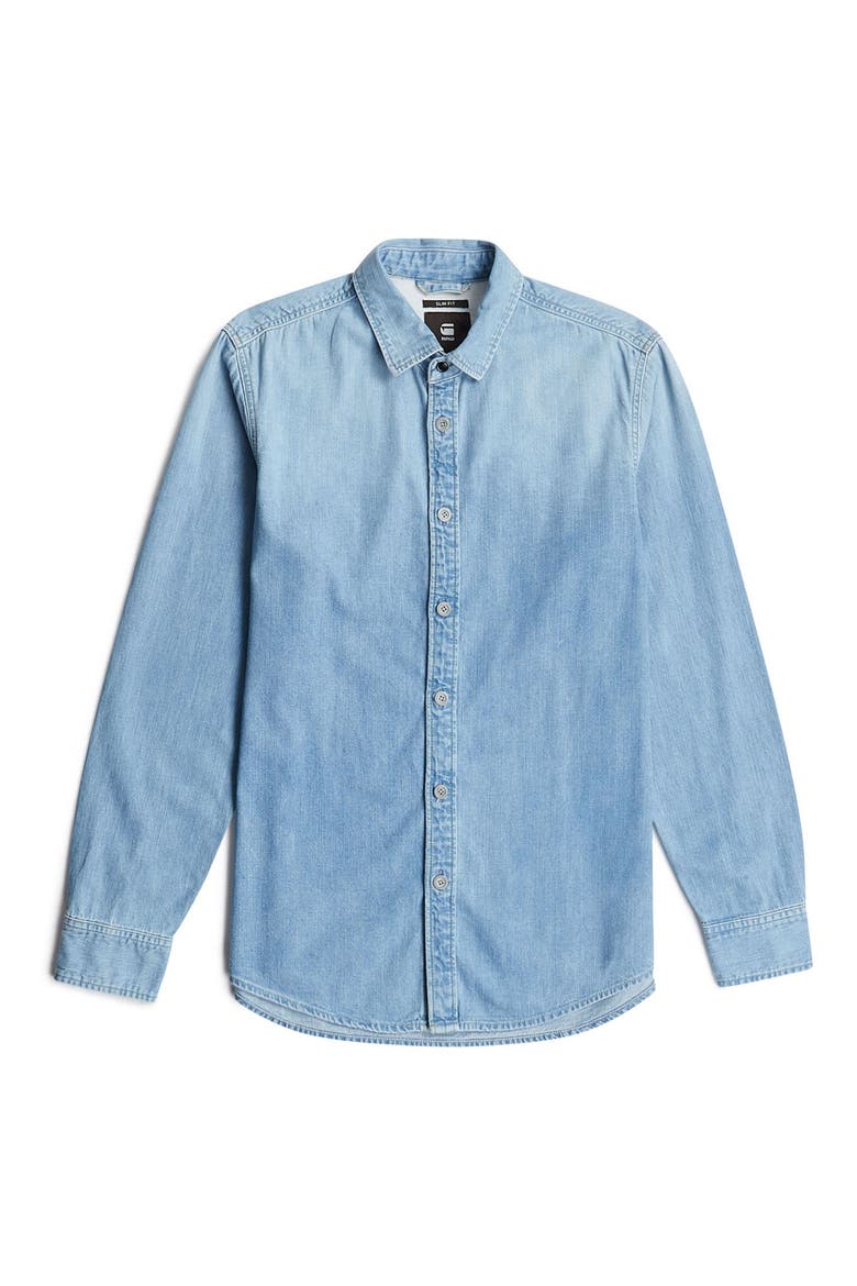 Clean Slim Fit Cotton Chambray Button-Up Shirt, Alternate, color, FADED THAMES