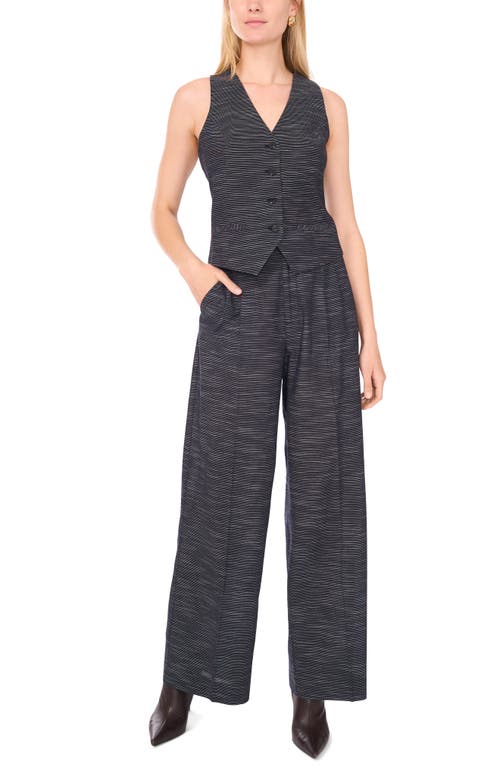 1.state Stripe Button Tab High Waist Wide Leg Pants In Black