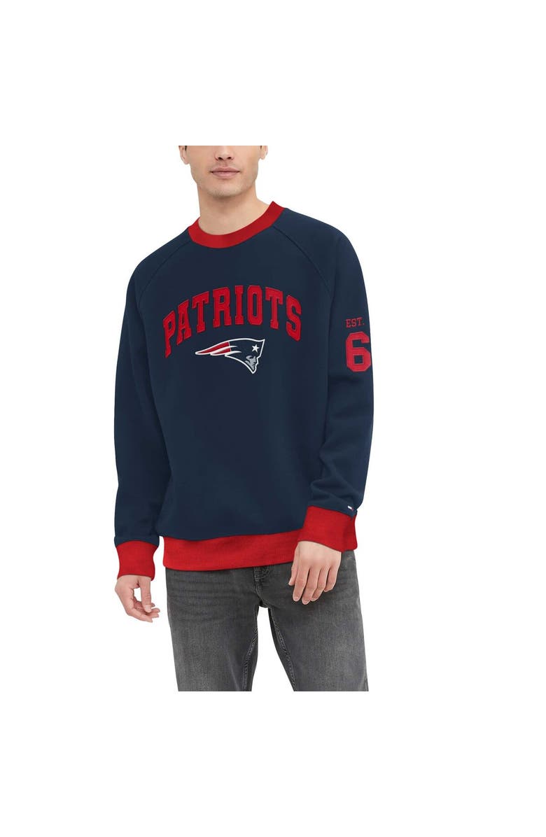 Tommy Hilfiger Men's Tommy Hilfiger Navy New England Patriots Reese Raglan Tri-Blend Pullover Sweatshirt, Main, color, Navy
