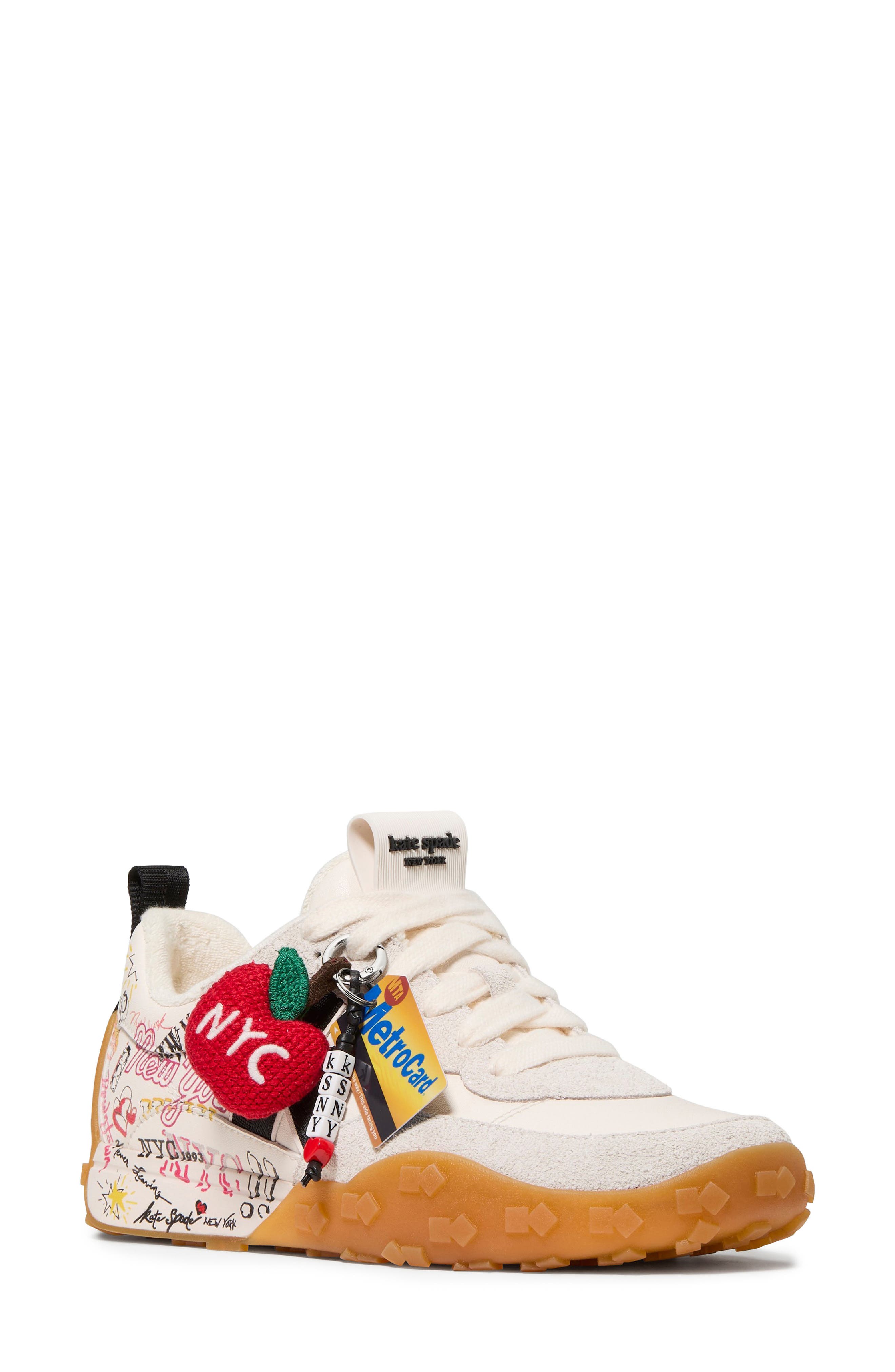 Kate Spade New York k as in kate NYC graffiti sneaker, Main, color, Cream Multi