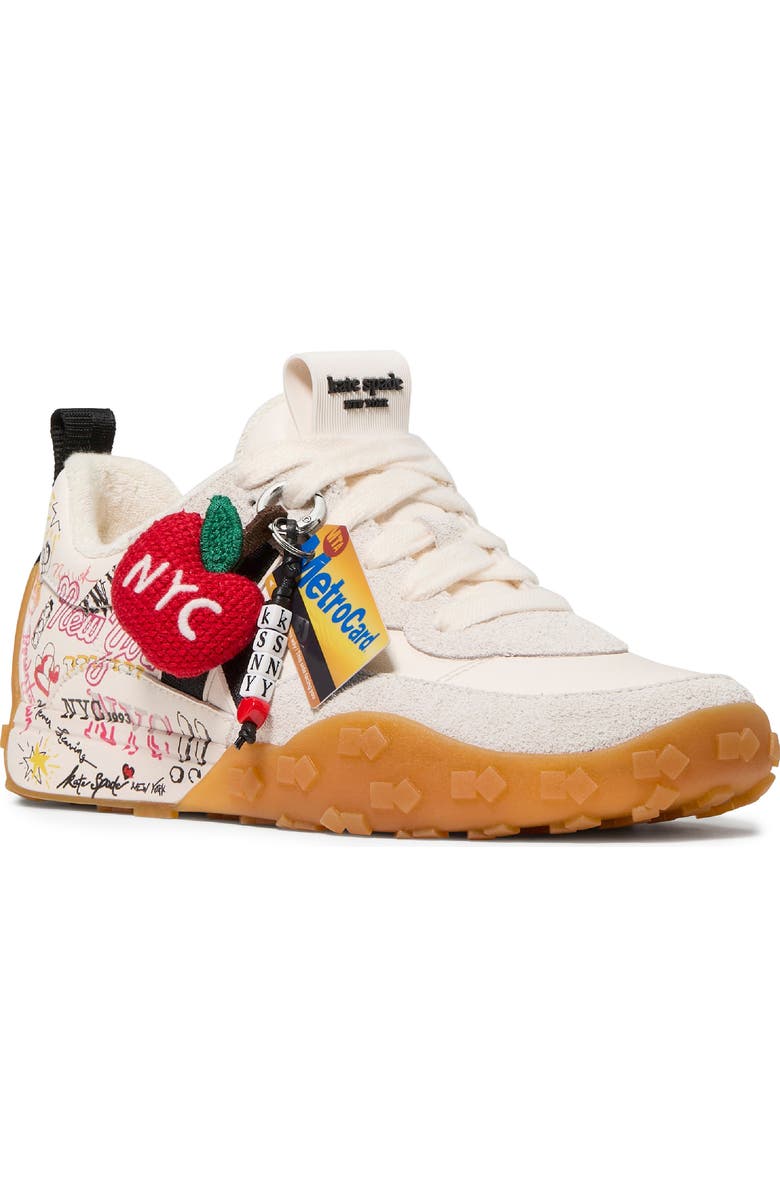Kate Spade New York k as in kate NYC graffiti sneaker, Main, color, Cream Multi