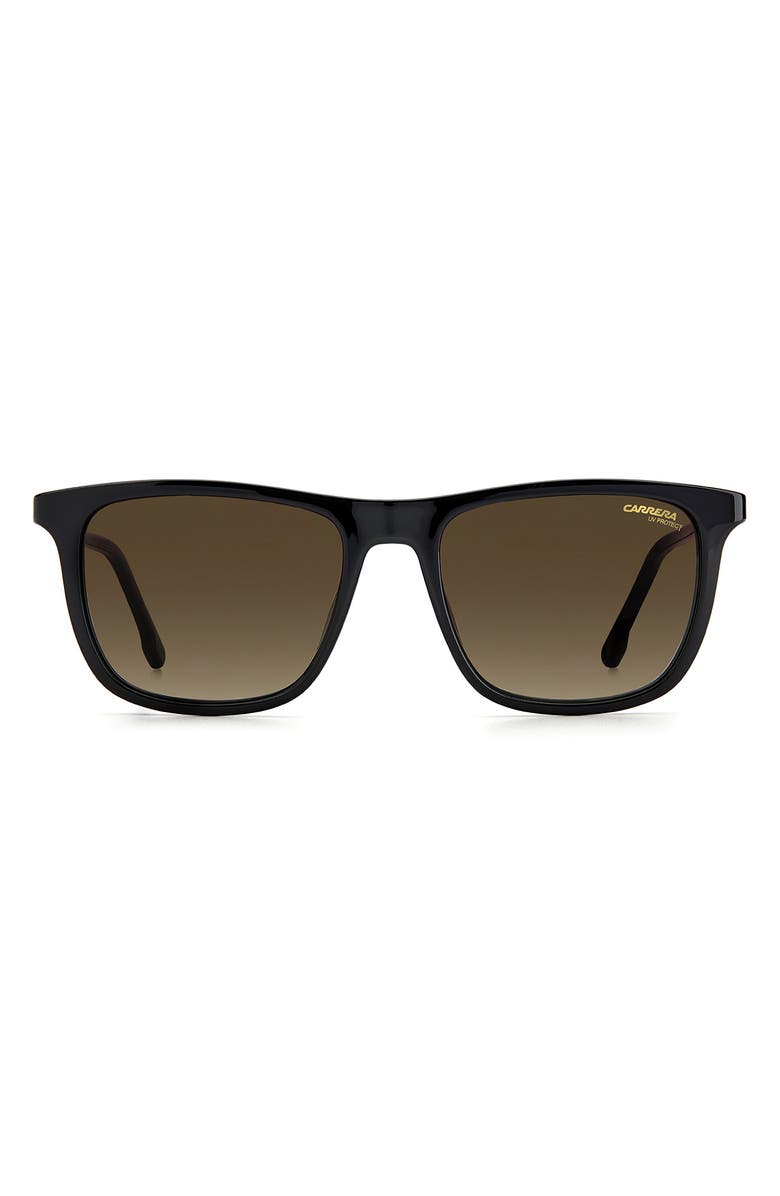 Carrera Eyewear 53mm Rectangular Sunglasses, Main, color, Black