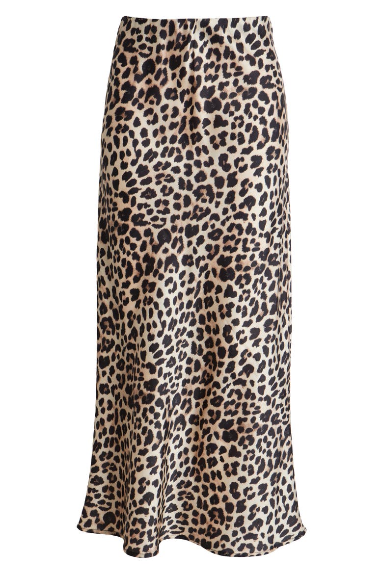 Ione Leopard Print Satin Slip Skirt, Alternate, color, LEOPARD