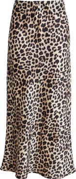 NIKKI LUND Ione Leopard Print Satin Slip Skirt