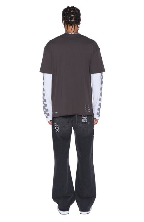 Ksubi Engine Layered Long Sleeve Graphic T-shirt In Black