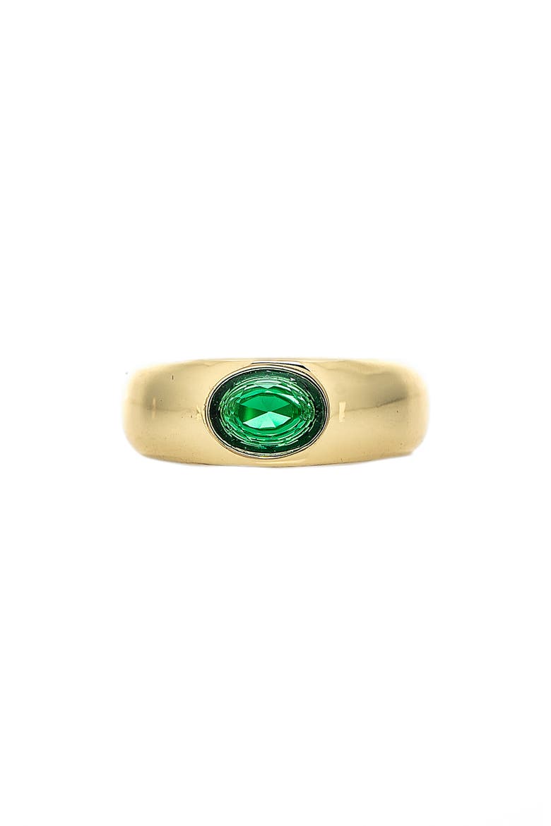 Cubic Zirconia Polished Band Ring, Main, color, EMERALD